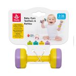 Jucărie de dentiție tip ganteră mov pentru bebeluși 3+ luni