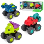 Set 3 vehicule dinozauri cu sistem pull-back pentru copii