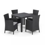 Curver Set de mobilier de grădină Quartet cu 4 locuri, culoare grafit, cu perne gri deschis