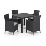 Set mobilier de grădină Curver Quartet, 4 locuri, grafit, cu perne gri