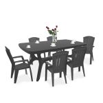 Set mobilier de grădină Curver Baltorini 6+1, grafit, pentru terasă și curte