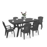 Set mobilier de grădină Curver Baltorini 6+1, grafit, pentru terasă și curte