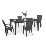Set mobilier de grădină Curver Futorini 4+1, grafit, aspect lemn