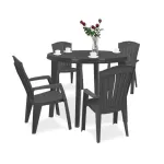 Set mobilier de grădină Curver Lisorini 4+1, grafit, masă și 4 scaune