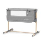 Pătuț bebe 3 în 1 Kinderkraft Neste Grow, gri deschis cu lemn