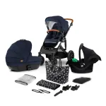 Carucior 3 in 1 Kinderkraft Prime cu scoica Mink Pro i-Size, Navy
