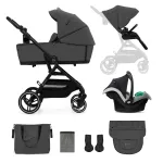 Carucior Kinderkraft YOXI 3 in 1 cu scoica Mink Pro, Moon Grey