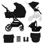 Carucior 3 in 1 Kinderkraft YOXI cu scoica Mink Pro, Pure Black