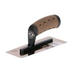 Gletiera inox, venetiana, trapezoidala, 24x11x9 cm x 0.65 mm, maner piele Alcantara, Olejnik GartenVIP DiyLine