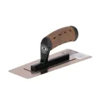 Gletiera inox, venetiana, trapezoidala, Super Flex, 24x10x8 cm x 0.3 mm, maner piele Alcantara, Olejnik GartenVIP DiyLine