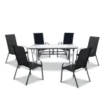 Set mobilier de grădină Leziter Ardo 6+1, masă cu sticlă și 6 scaune