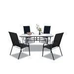 Set mobilier de grădină Leziter Ardo 4+1, masă cu sticlă și 4 scaune