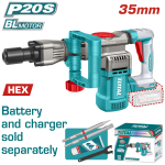 Ciocan demolator TOTAL 20V, 16J, brushless, SDS HEX, fara acumulator