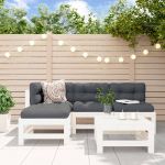 Set mobilier relaxare de grădină 5 piese alb lemn masiv de pin GartenMobel Dekor