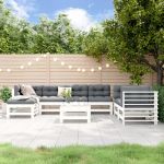 Set mobilier relaxare grădină, 8 piese, alb, lemn masiv de pin GartenMobel Dekor