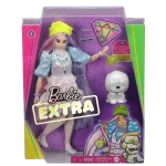 Păpușă Barbie Extra cu căciulă beanie verde și cățel alb