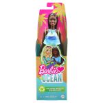 Papusa Barbie Loves the Ocean bruneta, tinuta de plaja reciclata
