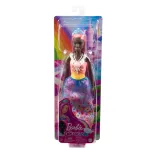 Papusa Barbie Dreamtopia Printesa cu par corai, tiara si rochie multicolora