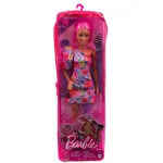 Păpușă Barbie Fashionistas cu păr roz și picior protetic, rochie florală