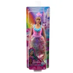 Papusa Barbie Dreamtopia Printesa cu par mov, tiara si rochie colorata