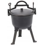 Ceaun vanatoresc din fonta, cu capac si picioare pentru gatit in aer liber, 5L, 25x42 cm, negru Household NewTrend