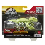 Dinozaur transformabil Jurassic World T-Rex si Ankylosaurus verde