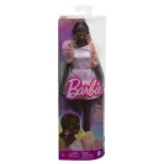 Papusa Barbie Fashionistas afro-americana cu rochie peach si accesorii