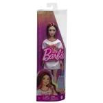Papusa Barbie Fashionista bruneta cu rochita sport si bentita rosie