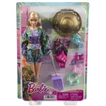 Păpușa Barbie în călătorie cu valiză și accesorii de vacanță