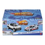 Set 2 mașinuțe metalice Hot Wheels Pull Back GMC Hummer EV și Corvette C8.R 1:43