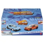 Set 2 mașinuțe metalice Hot Wheels Pull Back GT-Scorcher și Porsche 911 GT3 1:43