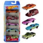 Set 5 masinute Hot Wheels HW Flames, modele multicolore pentru copii