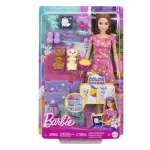 Păpușa Barbie Family set de petrecere cu 2 cățeluși Color Change