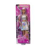 Păpușa Barbie Star Pop cu microfon, ținută strălucitoare, 3 ani+