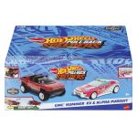 Set 2 mașinuțe metalice Hot Wheels Pull Back GMC Hummer EV și Alpha Pursuit 1:43