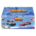 Set 2 mașinuțe metalice Hot Wheels Pull Back Mighty K și Twin Mill 1:43