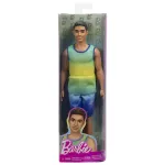 Papusa Ken Barbie Fashionistas brunet cu maiou ombre si pantaloni scurti din blugi