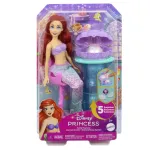 Papusa Ariel Disney Princess cu masuta de machiaj si 5 surprize