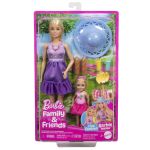 Set Barbie Family & Friends cu păpușa Barbie, Chelsea și accesorii picnic