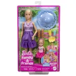 Set Barbie Family & Friends cu păpușa Barbie, Chelsea și accesorii picnic