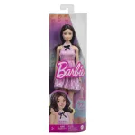 Păpușă Barbie Fashionistas brunetă cu rochie roz și sandale albe