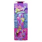 Păpușa Barbie Party Unboxed mov cu 10 accesorii surpriză