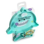 Farfurie compartimentata din silicon cu ventuza Melii, model rechin