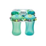 Set 2 căni cu pai anti-scurgere Melii Abacus, 340 ml, albastru și verde
