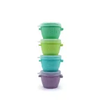 Set 4 recipiente din silicon pentru bebelusi Melii Snap&Go, 4 x 177 ml