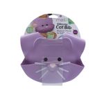 Baveta din silicon pentru bebelusi Melii, model pisica, mov