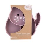 Farfurie compartimentată din silicon cu ventuză Melii Luxe, model pisică