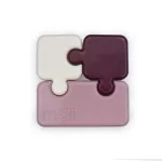 Cutie pentru gustari copii Melii Puzzle, 3 compartimente, roz ivoire mura
