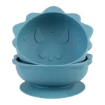 Set 2 castroane din silicon cu ventuza Melii Luxe, model Dinozaur