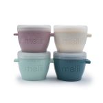 Set 4 recipiente din silicon pentru bebelusi Melii Snap&Go, 118 ml